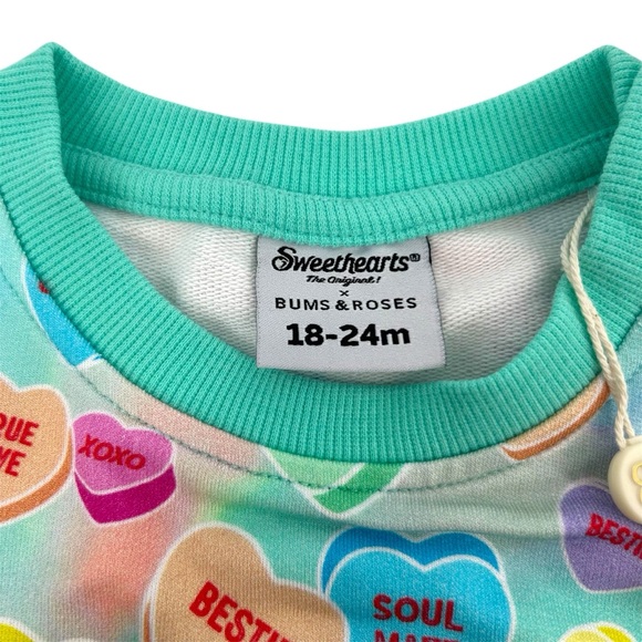 NWT Bums & Roses Natural Bamboo Crew Neck Sweatshirt in Sweethearts Blue Ombre - Picture 8 of 10